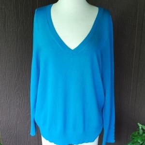 New Lane Bryant Teal Deep V Pullover Sweater sz 14